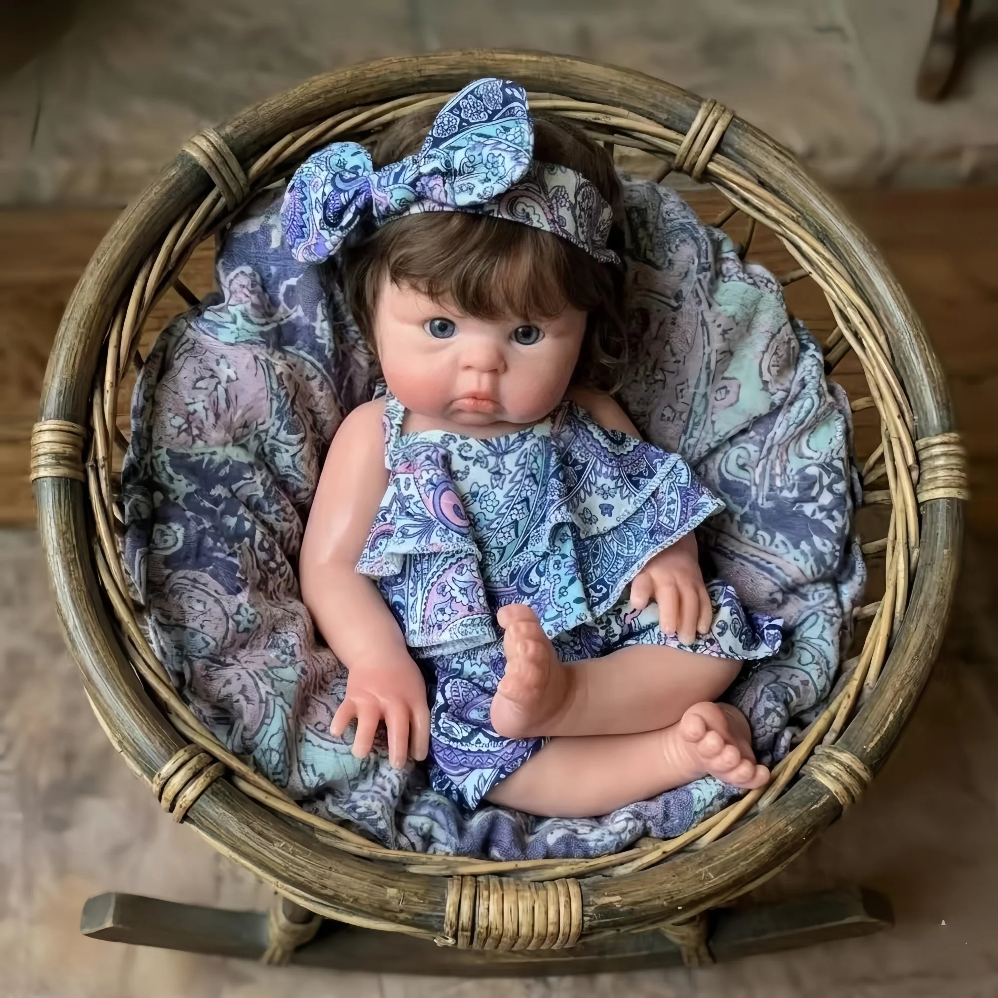 

OtdardDolls--45cm Open Mouth Solid Silicone Reborn Girl Doll With Rooted Hair Handmade Paint & Unpaint Skin Bebe Reborn Doll