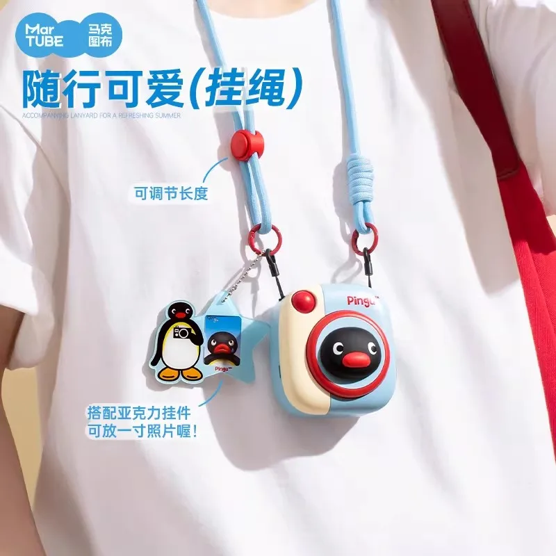 New Genuine Pingu Anime Figures Pingu Penguin Camera Style Neck Hanging Fan Usb Handheld Fan Portable Lightweight Gift Toy - view 4