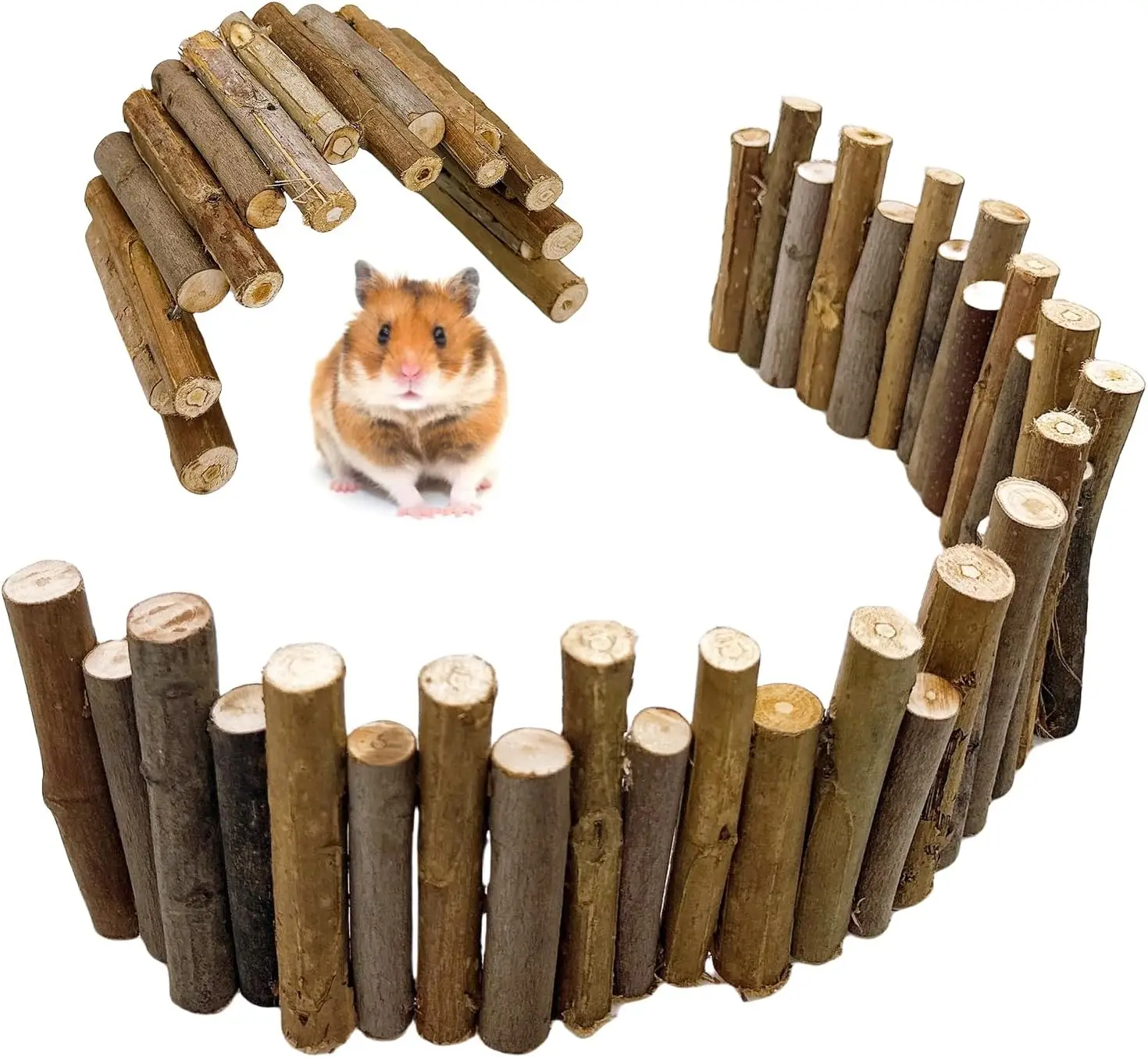 

Hamster Wooden Bridge Climbing Ladder 19.7x3.9in & 9.8x3.9in Flexible Bendy Cage Accessory for Syrian Gerbil Mouse Rat