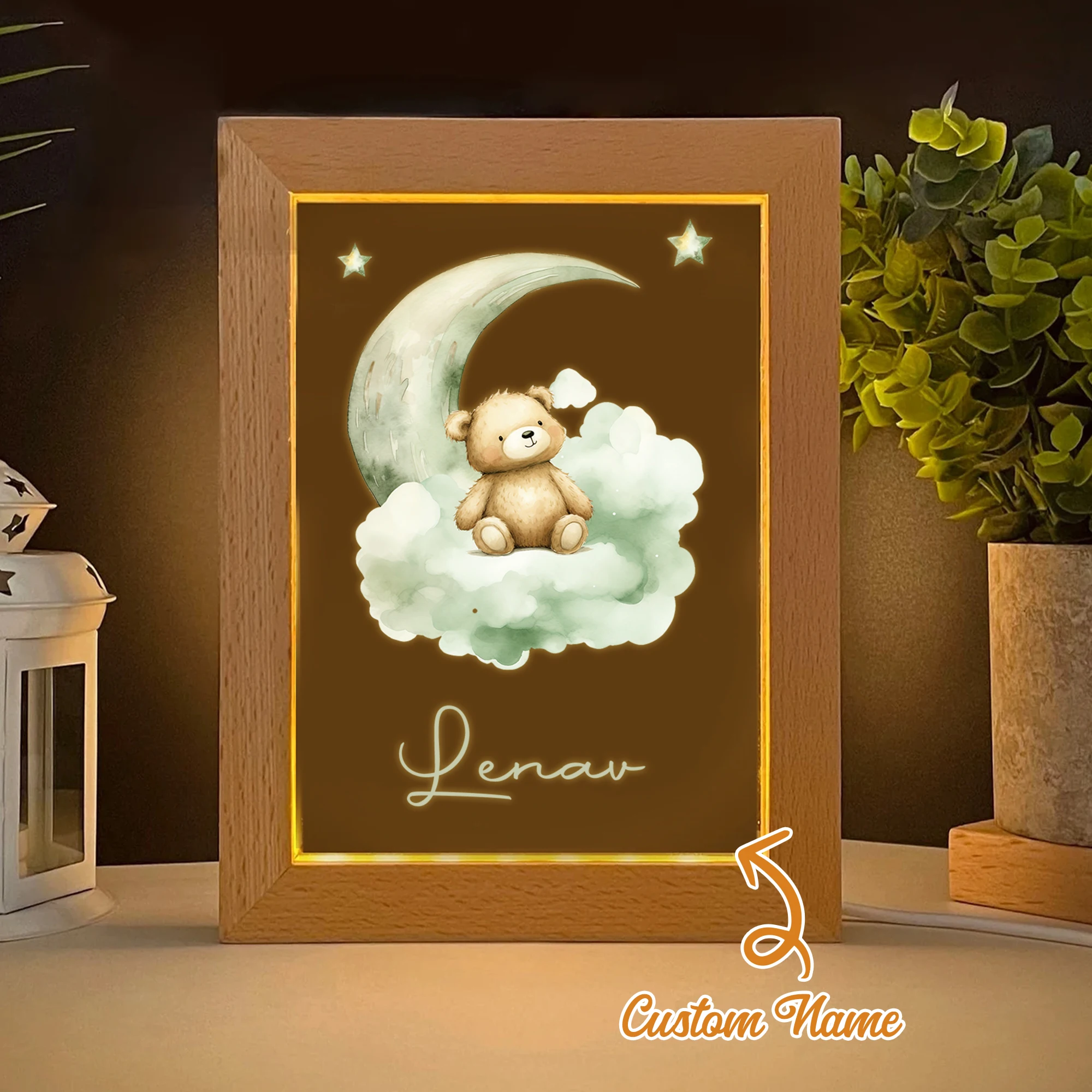 

Dream Moon Bear LED Night View Photo Frame Personalized Gift Family Living Room Bedroom Dining Room Home Decor