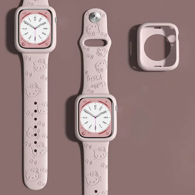 

Ремешок для часов Sanrio, Hello Kitty Kuromi iwatch Kawaii аниме Мягкий силикон для Apple Iwatch 1 2 3 4 5 SE 38 мм 40 мм подарки для пары девушек