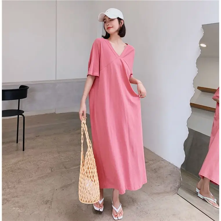 Grande taille 300 Pou Long Dr femmes été nouveau Sle 200 Pou ample genou longueur ort Sve t-shirt Dr