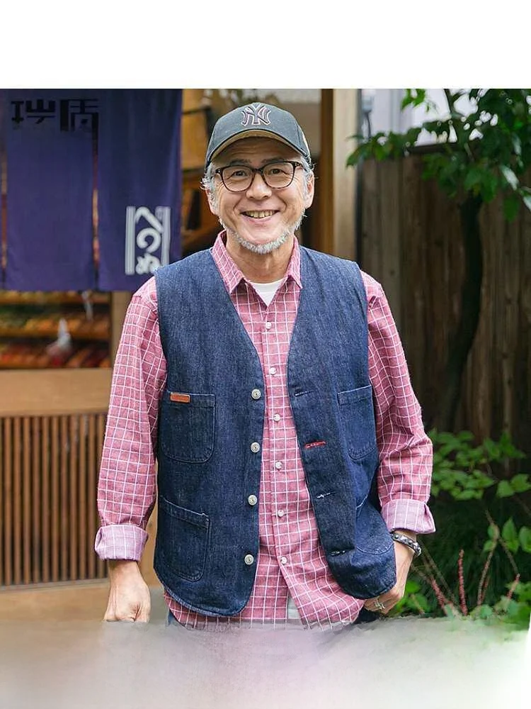 

Fall Fashion Men's Denim Vest Elderly Person's Multi-Pocket Jacket Casual Comfortable Cotton Polyester Blend Business Style V...