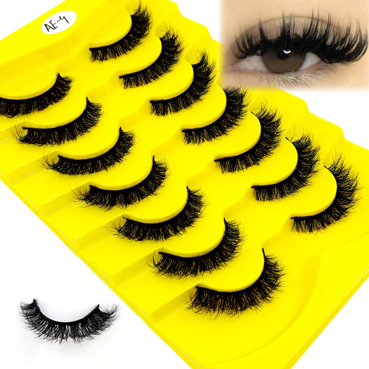 HBZGTLAD 7 Paar künstliche Nerzwimpern, flauschig, natürlicher Look, falsche Wimpern, Volumen, Wispy Fox/Cat Eye, gekreuzte dicke gefälschte Wimpernverlängerung
