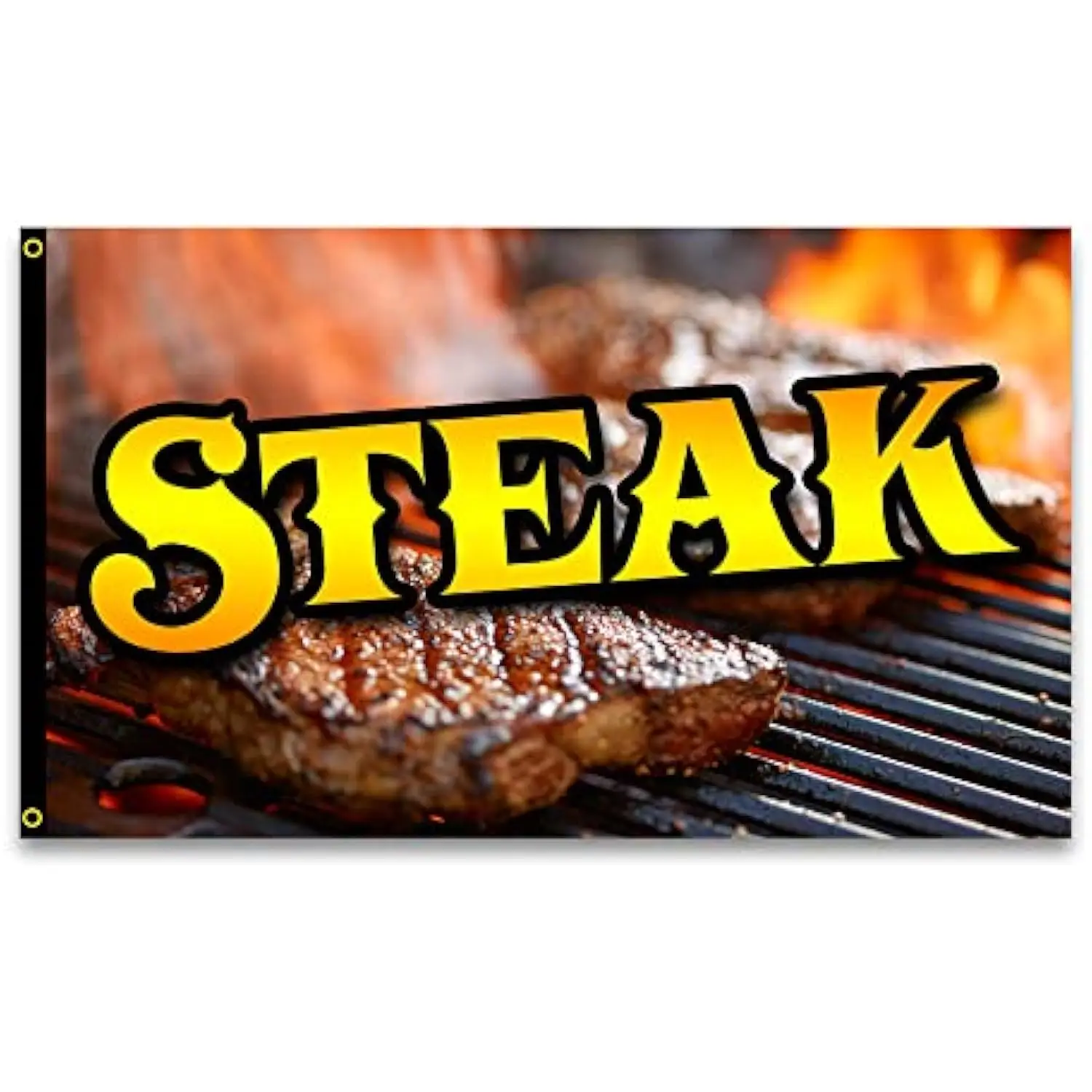 Steak Grilling Flag Premium Polyester BBQ Banner Outdoor Advertising