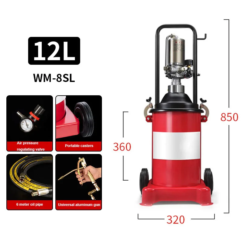 

Air Operated Grease Pump High-Pressure Pneumatic Oil Pump 40L Capacity Barrel With Oil Pipe/Aluminum Gun Oil Injection Tools