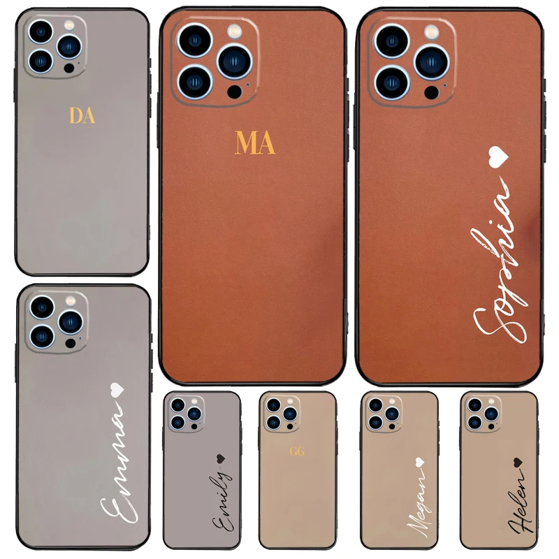 Personalized Monogram Case For iPhone 15 16 14 13 12 11 Pro Max Plus X XR XS 12 13 Mini Cover Accessories