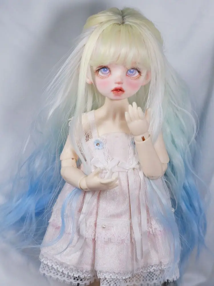 

BJD doll wig suitable for 1/3 1/4 1/6 size bjd girl wig cute gradient highlight dyed curly hair 1/3 wig 1/4 doll accessories