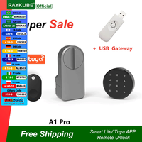 RAYKUBE A1 Pro Tuya BEL Smart Door Lock Set with Fobs/ Keypad/ Smart Key Tuya Remote Unlock Work with Alexa Google Assistant