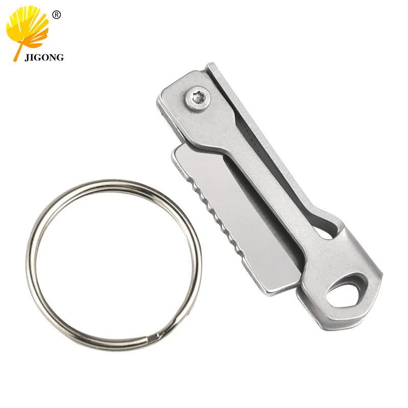 Stainless steel square head mini folding knife, keychain hanging sharp folding knife, convenient pocket unpacking knife