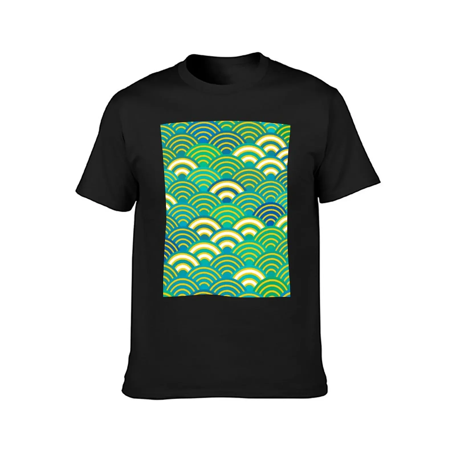 Seigaiha or seigainami abstract scales simple Spring Nature background with japanese circle T-Shirt anime tshirt t shirt men