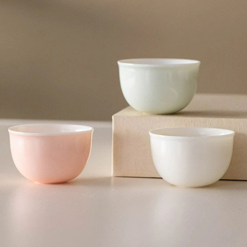 

Ceramic Tea Cup Japanese Household Kung Fu Small Single Teacup Meditation Cup Kung Fu Solid Color Teaware Drinking Teaset New