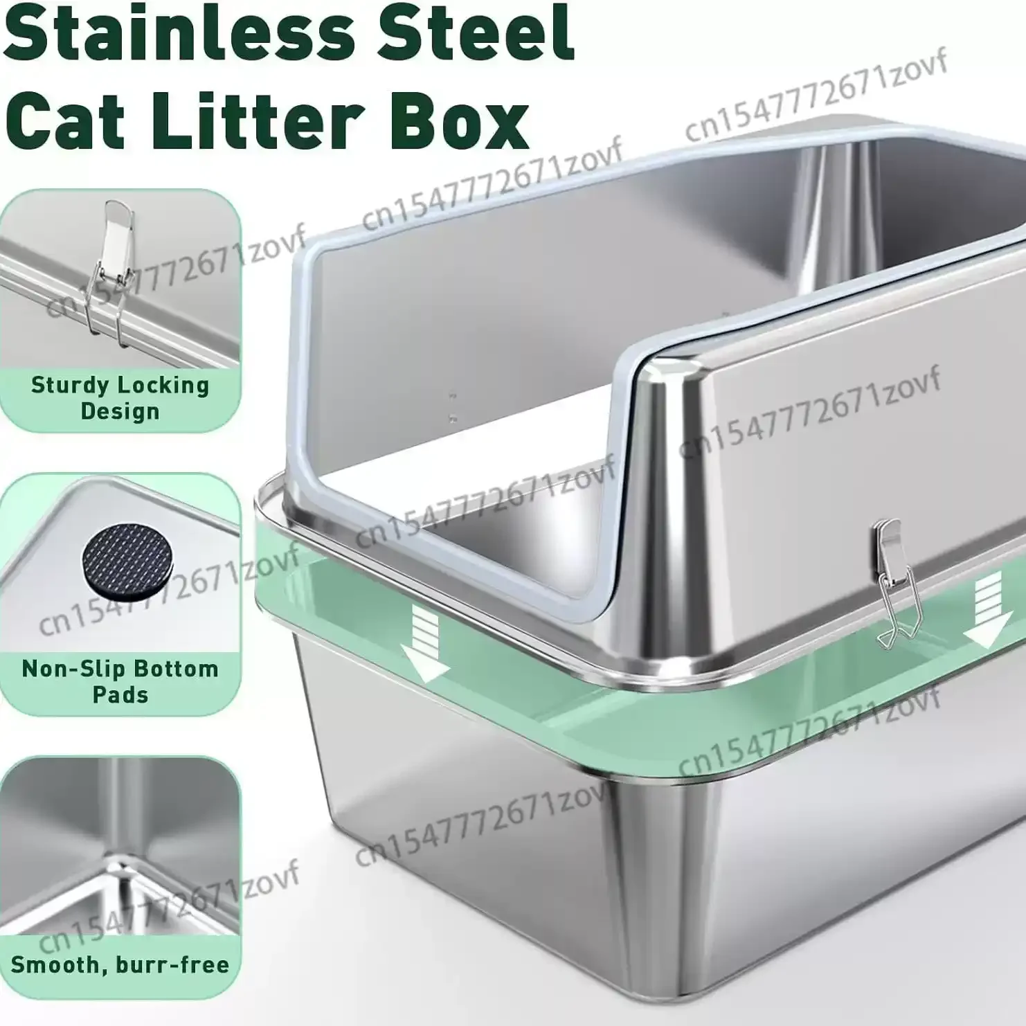 Steel Cat Litter Basin with Handle Commercial Large Dining with Handle Rectangular Flat Bottom Square