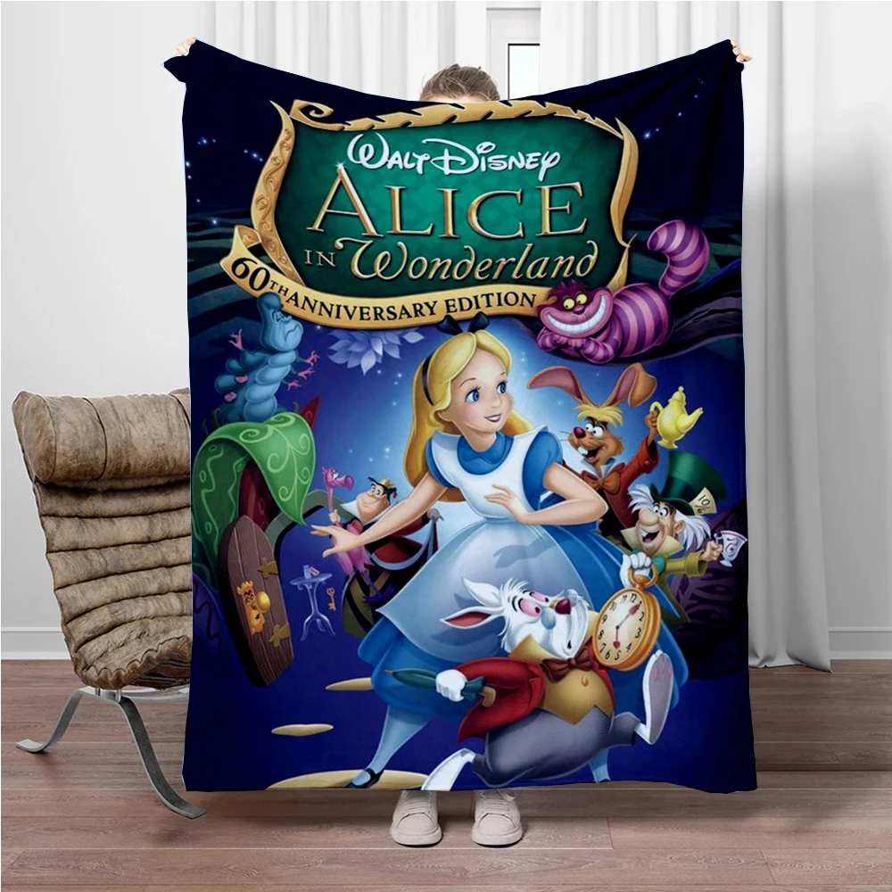 

Disney Alice in Wonderland Thin Blankets Soft Fluffy Children Throw Adults Plush Girl Camping Travel Throw Blanket for Sofa Beds