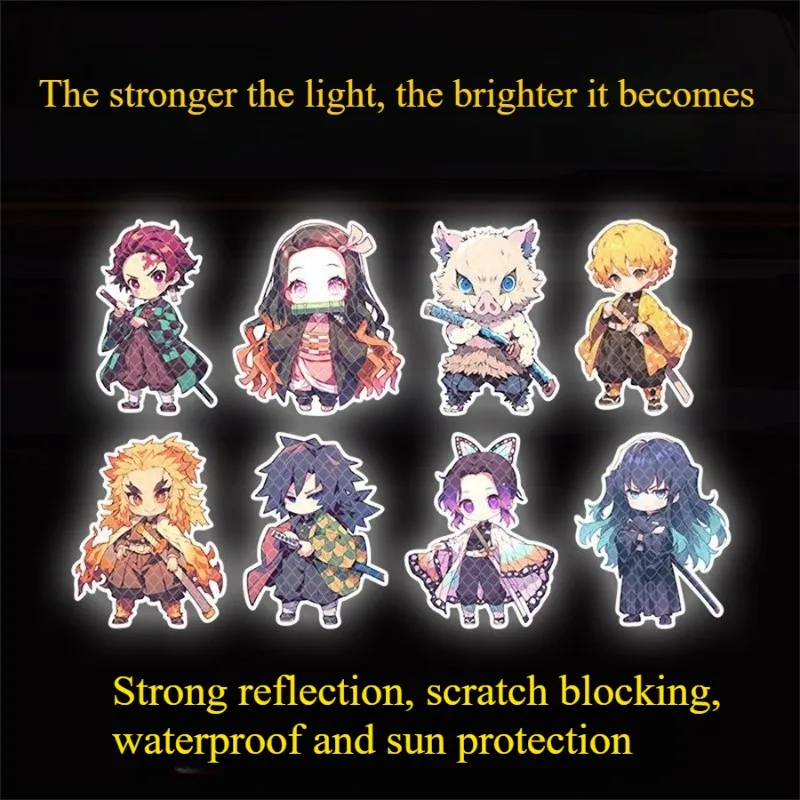 

Demon Slayer Cartoon Car Sticker Anime Figures Personalized Creative Helmet Decoration Cars Scratch Blocking Reflective Stickers