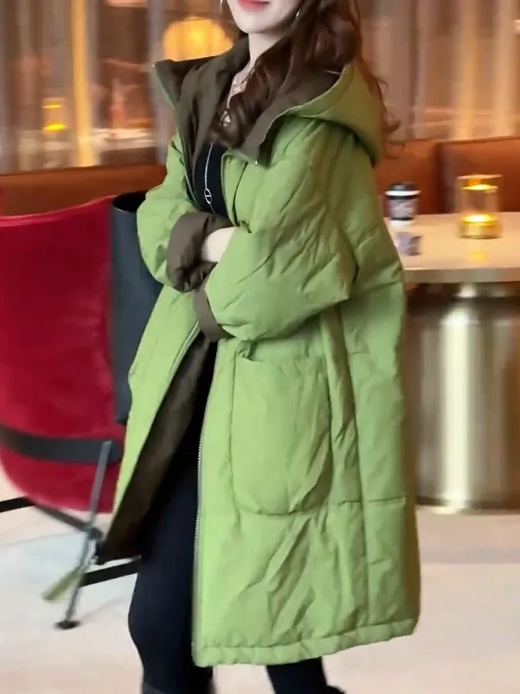 

Женское повседневное пальто средней длины из хлопка, новое, зимнее, белое, с длинными рукавами, на молнии