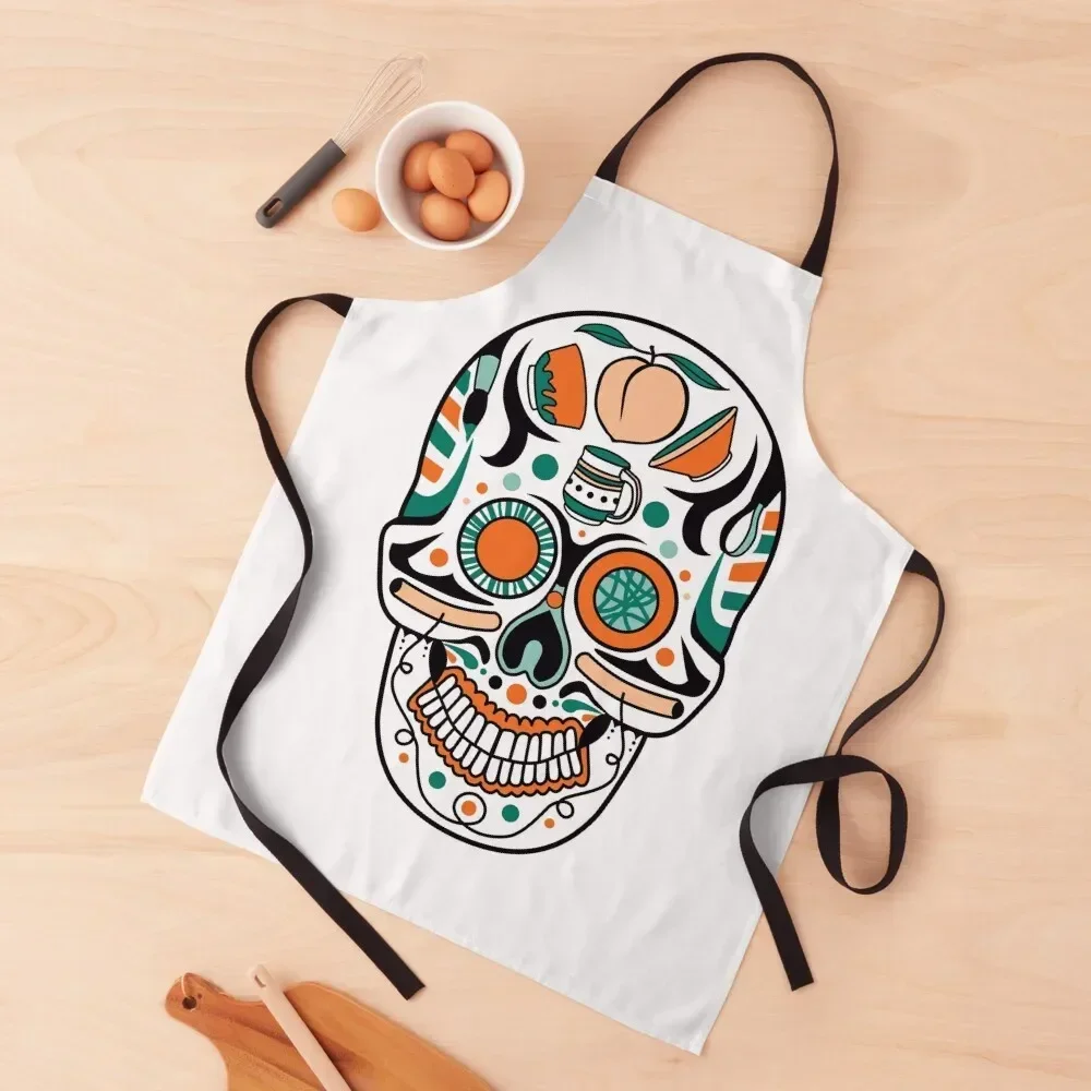 

Sugar Skull with Pottery Tools Apron Things For The Kitchen Women's Dresses Bib For Kitchen Apron