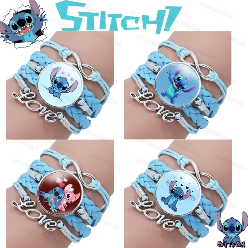 

Disney Lilo & Stitch Anime Bracelet Tattoo Angel Pattern Figure Bracelet Blue Time Gem Decoration A Friend's Birthday Present