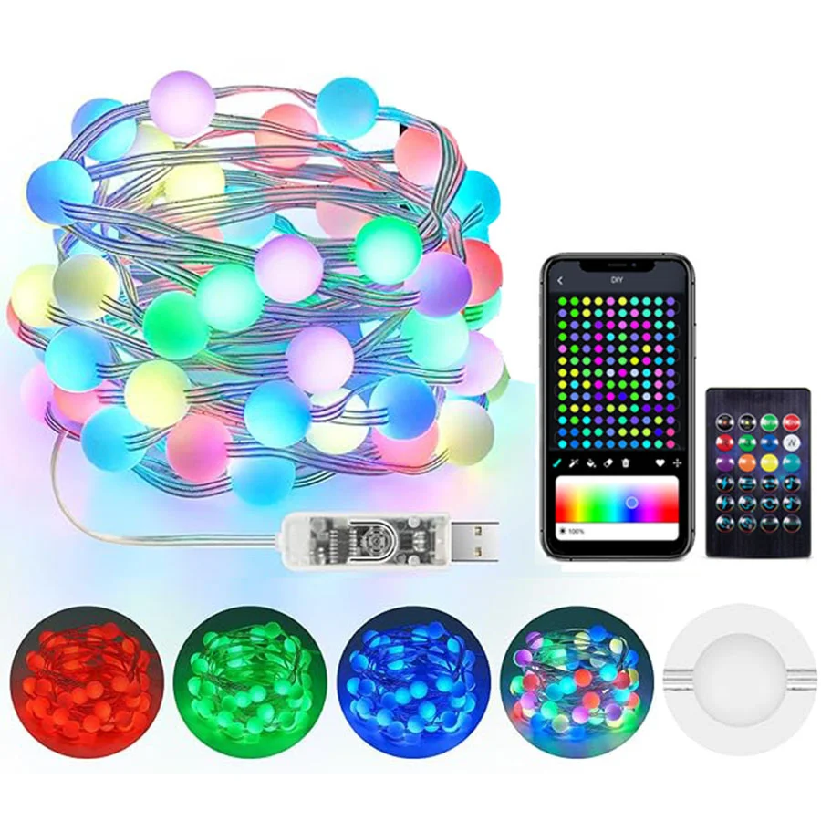 

10M 100 LED Smart RGB Globe String Light APP Controlled Christmas Garland Fairy Light APP Mini Ball LED Twinkle Christmas Light