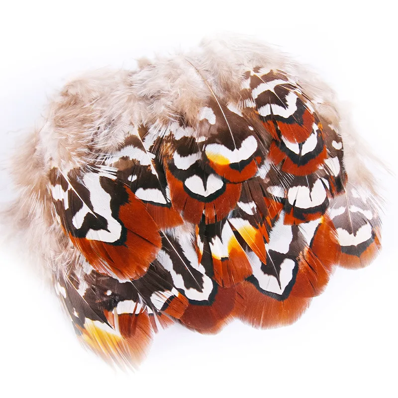 100PCS/LOT 5-9cm Nature BROWN & WHITE REEVES PHEASANT BODY PLUMAGE FEATHERS,Loose Reeves Pheasant Plumage Feathers,