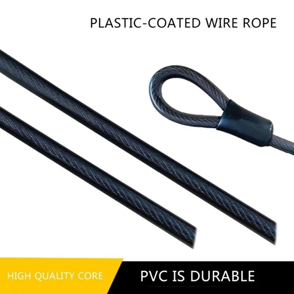 Anti-Theft Bike Lock Cable Flexible Folding Thick Security Chain Double Loops Wear-resistant Steel Wire Braided Rope Scooter