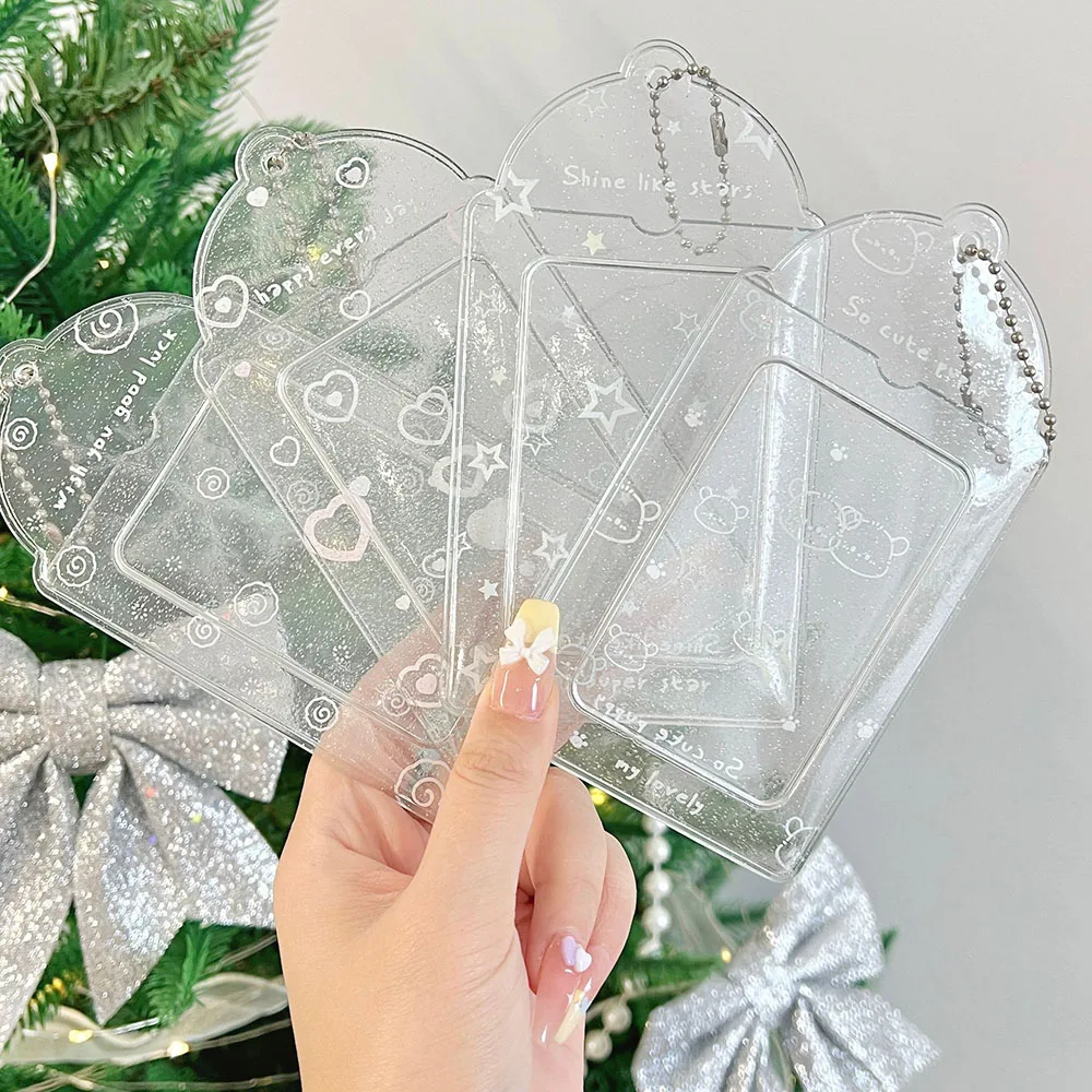 

Ins Glittery Transparent Kawaii 3 Inch New Photocard Holder Idol Photocard Holder Photo Card Holder Keychain Bag Pendant Heart