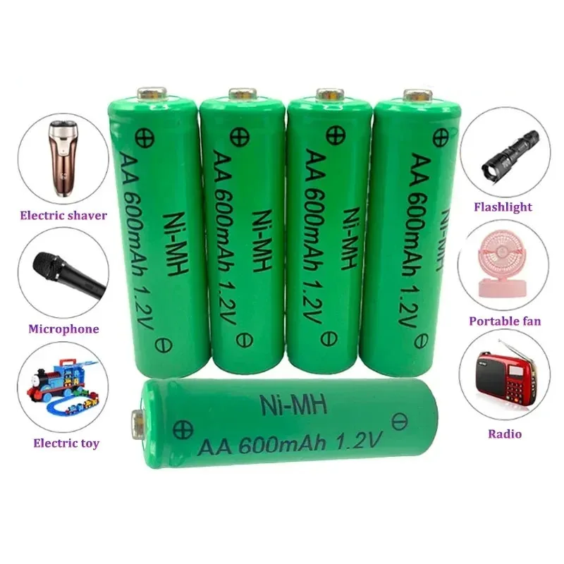 New AA 1.2V 600mAh Ni-MH Rechargeable Battery Suitable for Cameras Electric Toys Flashlights Remote Controls Electric Shavers