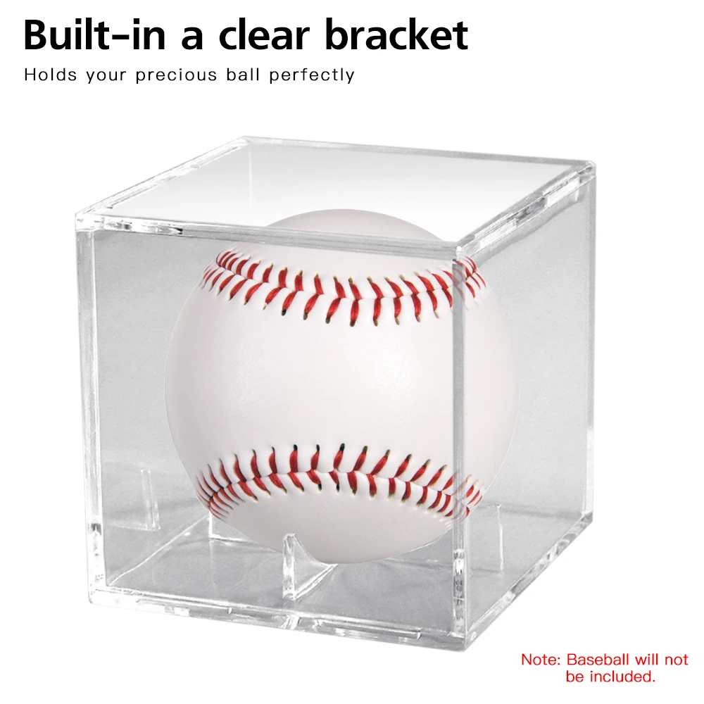 Acrylic Baseball Display Case Clear Dustproof Baseball Storage Box Cube Shape Full View Ball Cube Display Case