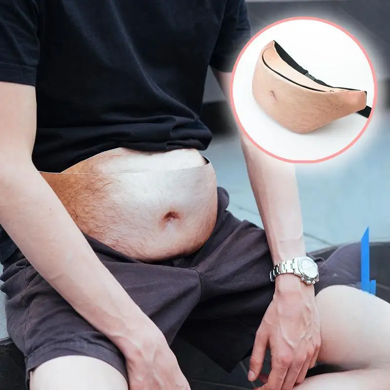 Neuartige Realistische Fake-Bauchtasche Lustige Halloween-Scherzartikel Hüfttasche Große Kapazität Umhängetasche Unisex Papa-Tasche Party-Geschenk – Detail 15
