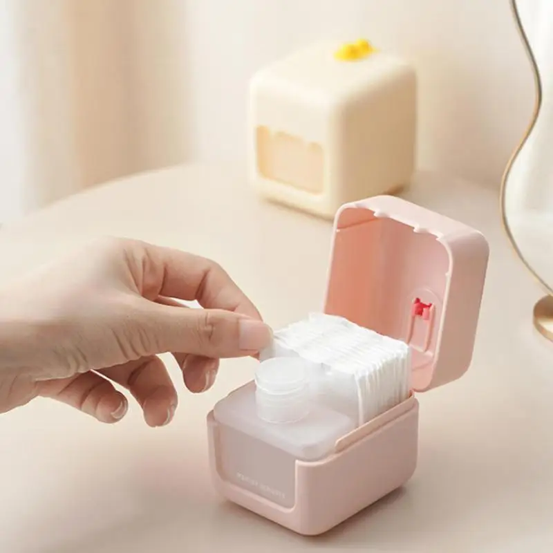 1 Set Travel Makeup Remover Case Leak Proof Integrated Storage Box For Cotton Pads And Remover Liquid Outdoor Cosmetic Container