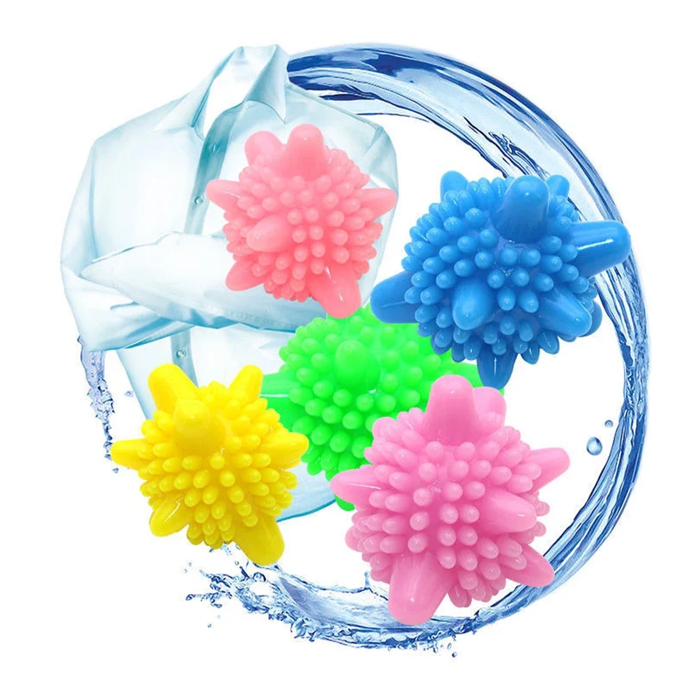 5Pcs Color Random Decontamination Laundry Ball Anti-Tangle Hair Lint Remover Washing Machine Cleaning Ball Household Supplies