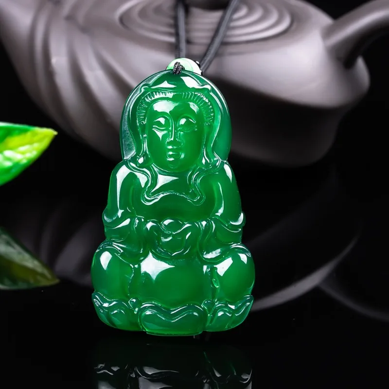 

Подвеска Гуаньинь из натурального зеленого агата, классическая модная универсальная модель