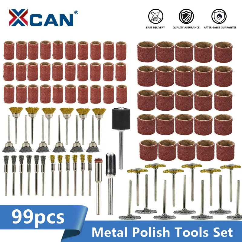 

XCAN 99pcs Steel Wire Brush Wheel,Sanding Bands with Sanding Drum,Sandpaper for Dremel Rotary Tool Wood Metalworking Polishing