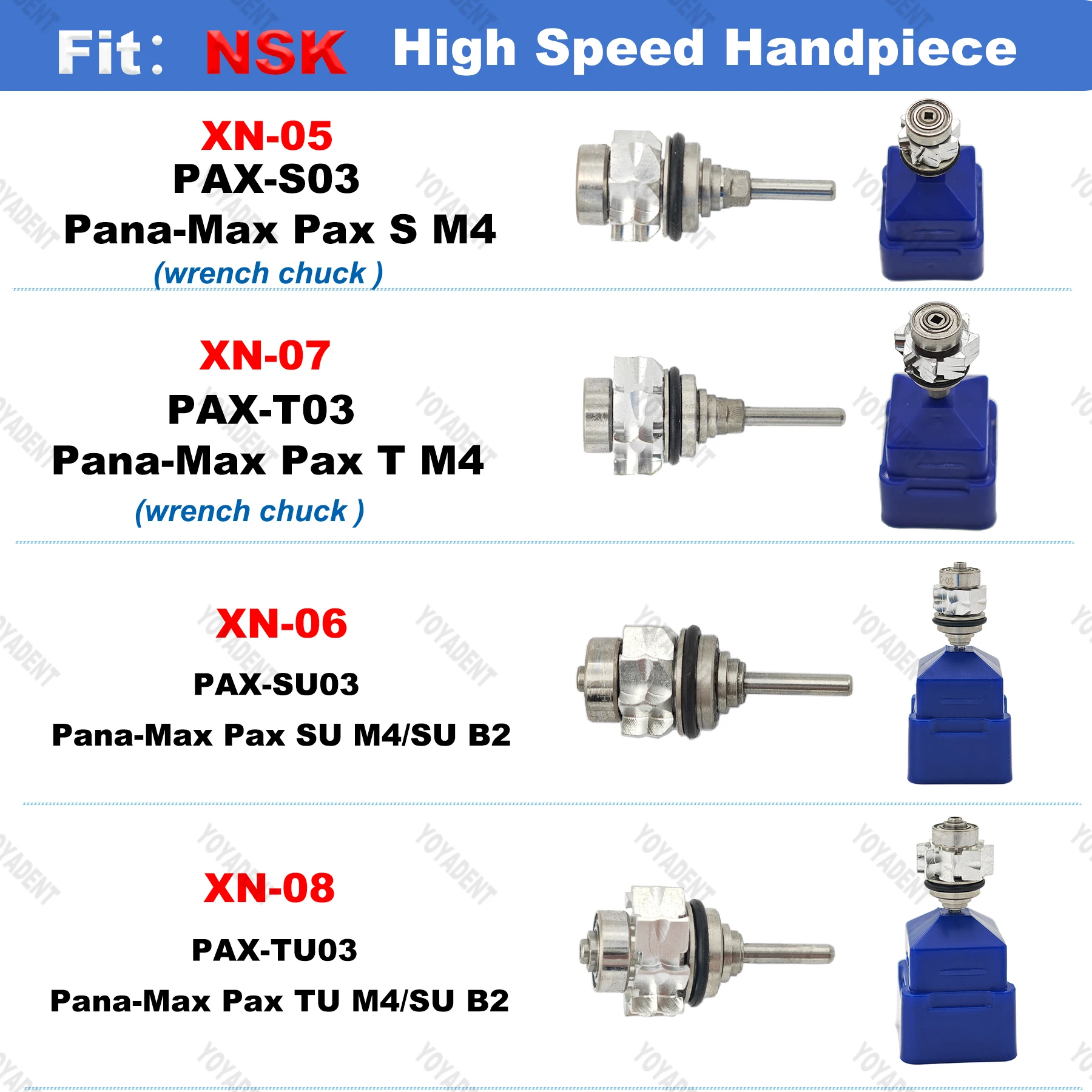 

Fit NSK Pana-Max Pax S/T M4 Pax SU/TU M4 B2 High Speed Handpiece Rotor Dental Turbine Cartridge Wrench chuck/Push button