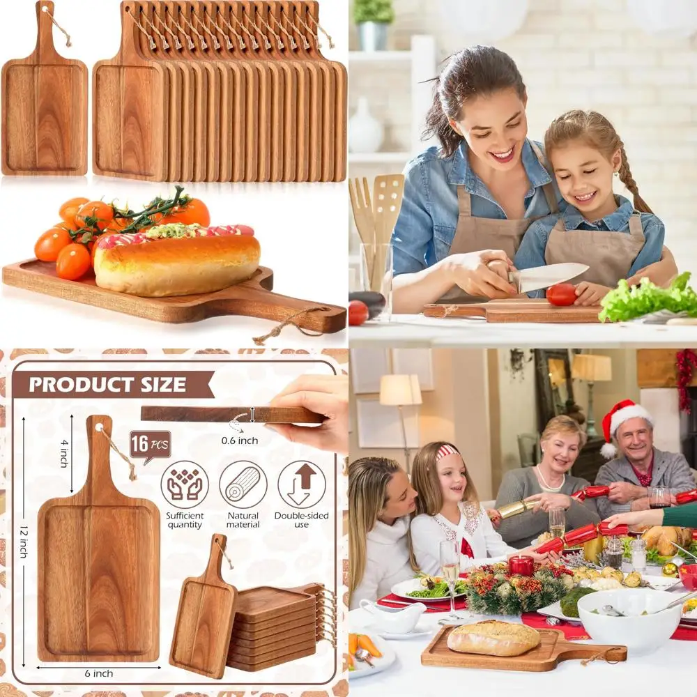 

Acacia Wood Cutting Boards Set - 16 Pieces for Charcuterie, Pizza, Bread, Cheese, and Fruit Serving