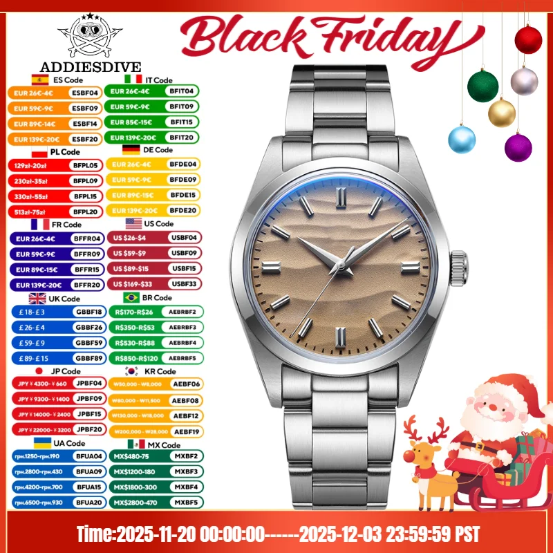 Addiesdive أعلى الصحراء الهاتفي AD2030 36 مللي متر الرجال ساعة reloj hombre لا شعار فقاعة مرآة غطاء قدر الزجاج 10Bar الكوارتز ساعات المعصم #1