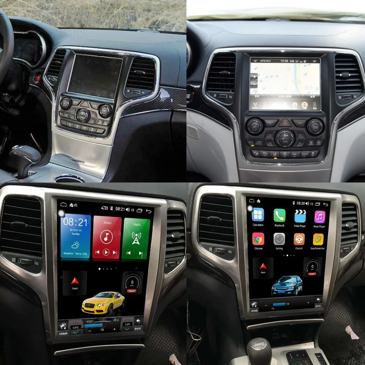 Autoradio Android 13 avec Navigation GPS et Écran Vertical de 10.4 Pouces, Limitation Stéréo, pour Jeep Grand Traff2013-2016