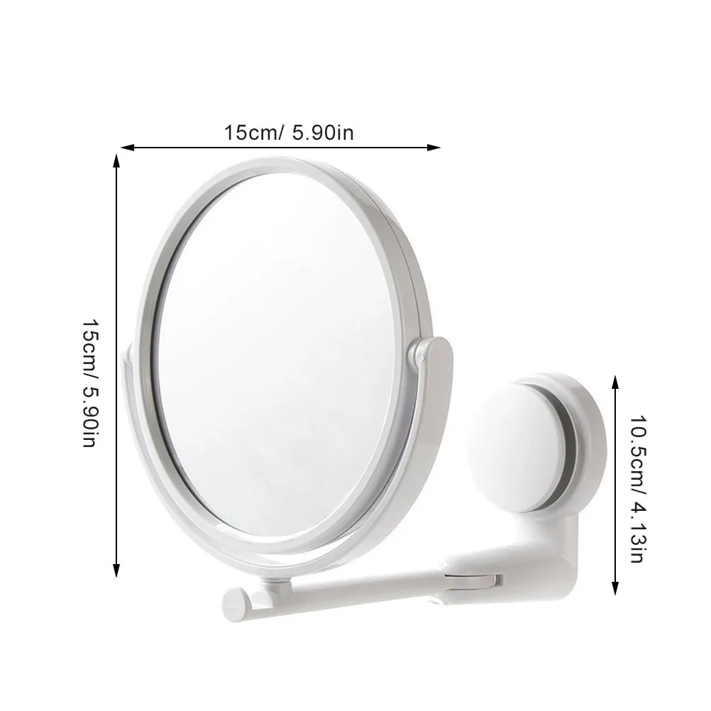 Creative Suction Cup Wall-Mounted Makeup Mirror Simple Style Bathroom Hanging Vanity Mirror Adjustable Position High Definition