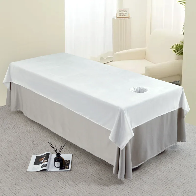 1Pcs Plain Solid Velvet Beauty Salon SPA Bed Sheets Massage Warm Bedding Table Cover  Soft Salon Sheets with Hole