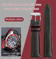 For Tissot Tudor IWC Blancpain Casio Carbon Fiber Pattern Leather Strap Bracelet Black Red Car Thread 21 22 23 Bands Accessories