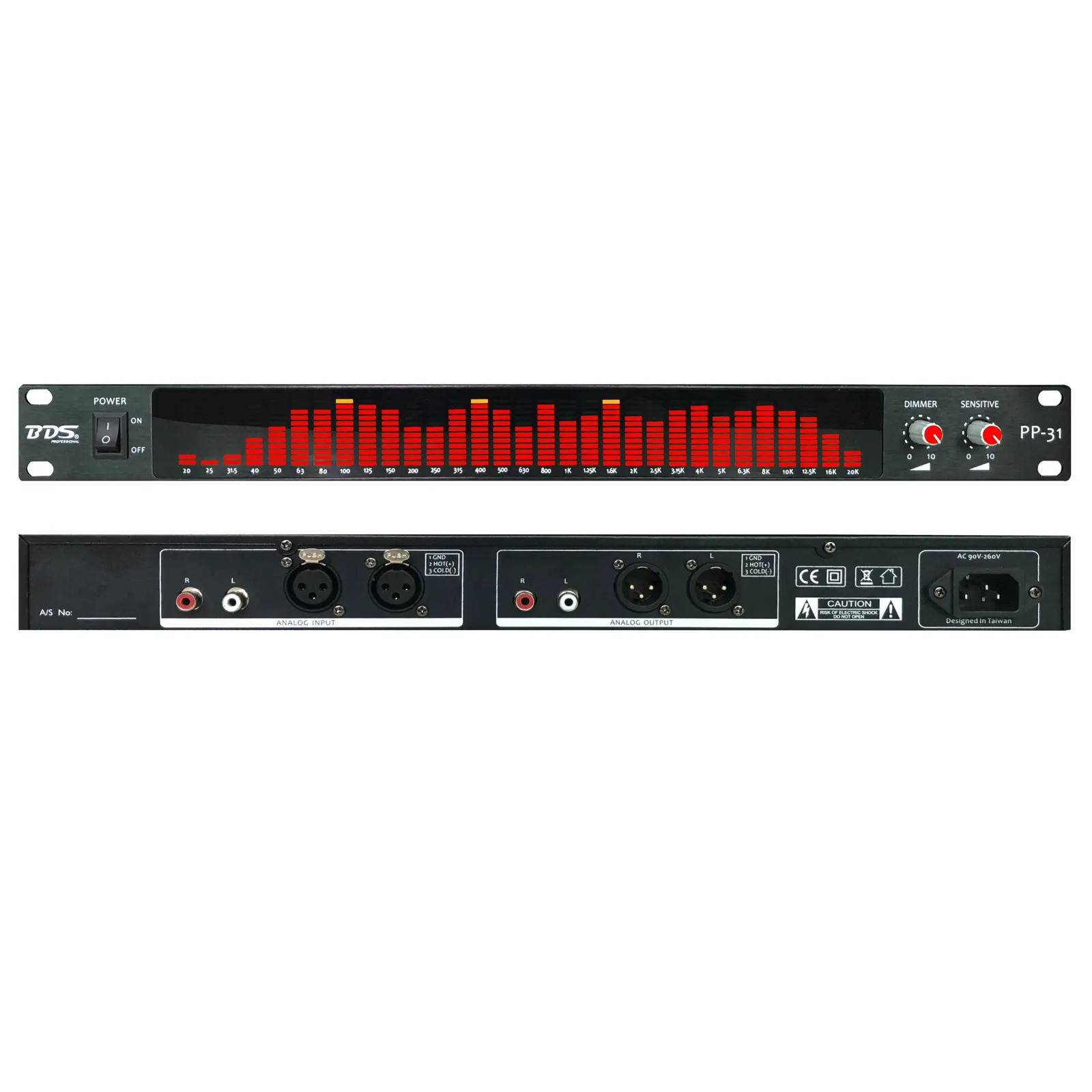 

BDS PP-31 Red LED Digital Audio Spectrum Analyzer Display 1U Music Spectrum VU Meter 31 Segments