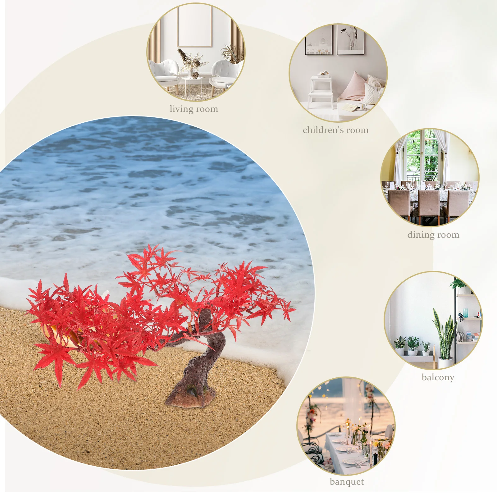 Mini Red Maple Tree Artificial Small Tree Decoration For Home Office Desk Sand Table Landscape Ornament Fake Plant