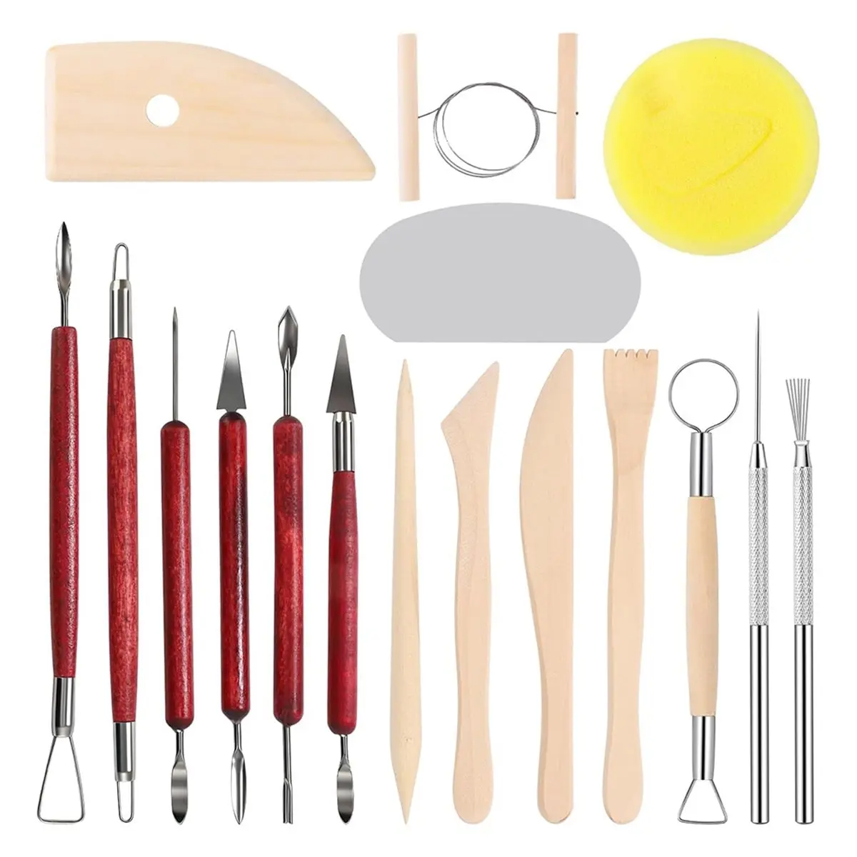 Budget-Friendly-17PCS Clay Sculpting Tools with Wire Pottery Modeling Ceramics Polymer Tools Set for Air Dry Clay Carving