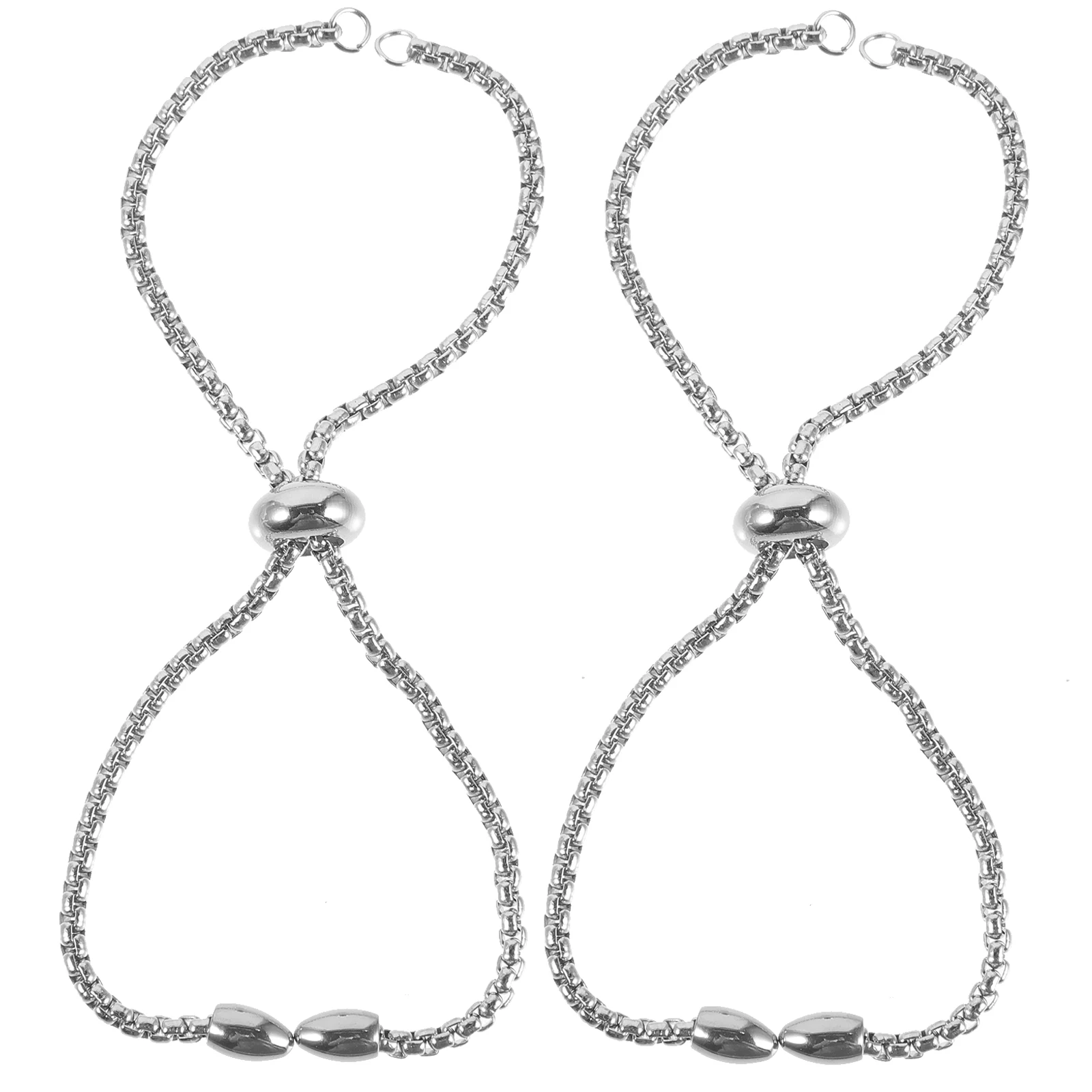 

2pcs Stainless Steel Bracelet Adjustable Cuff Chain Accessories Women Girls Elegant Decor Aesthetic Jewelry DIY Parts