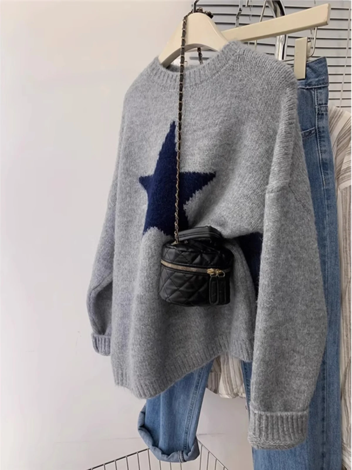 

Extra Large 300 Pou ey Knitted Sweater ex Autumn Winter Lazy Sle Base irt Trendy Brand INS Knitwear Hooded Long ...