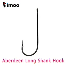 Bimoo 50PCS Aberdeen Long Shank Fish Hook Saltwater Freshwater Fishing Hooks Metal Lures Trolling Lures Streamer Fly Tying Hook
