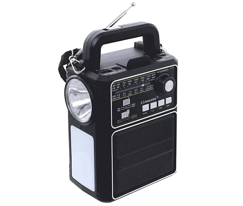 Bluetooth multibanda de manivela generación de energía radio linterna solar teléfono móvil iluminación de carga usb