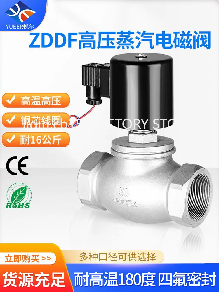 Stainless steel steam solenoid valve pilot-operated high temperature and high pressure pipeline control switch valve AC220VDC24V