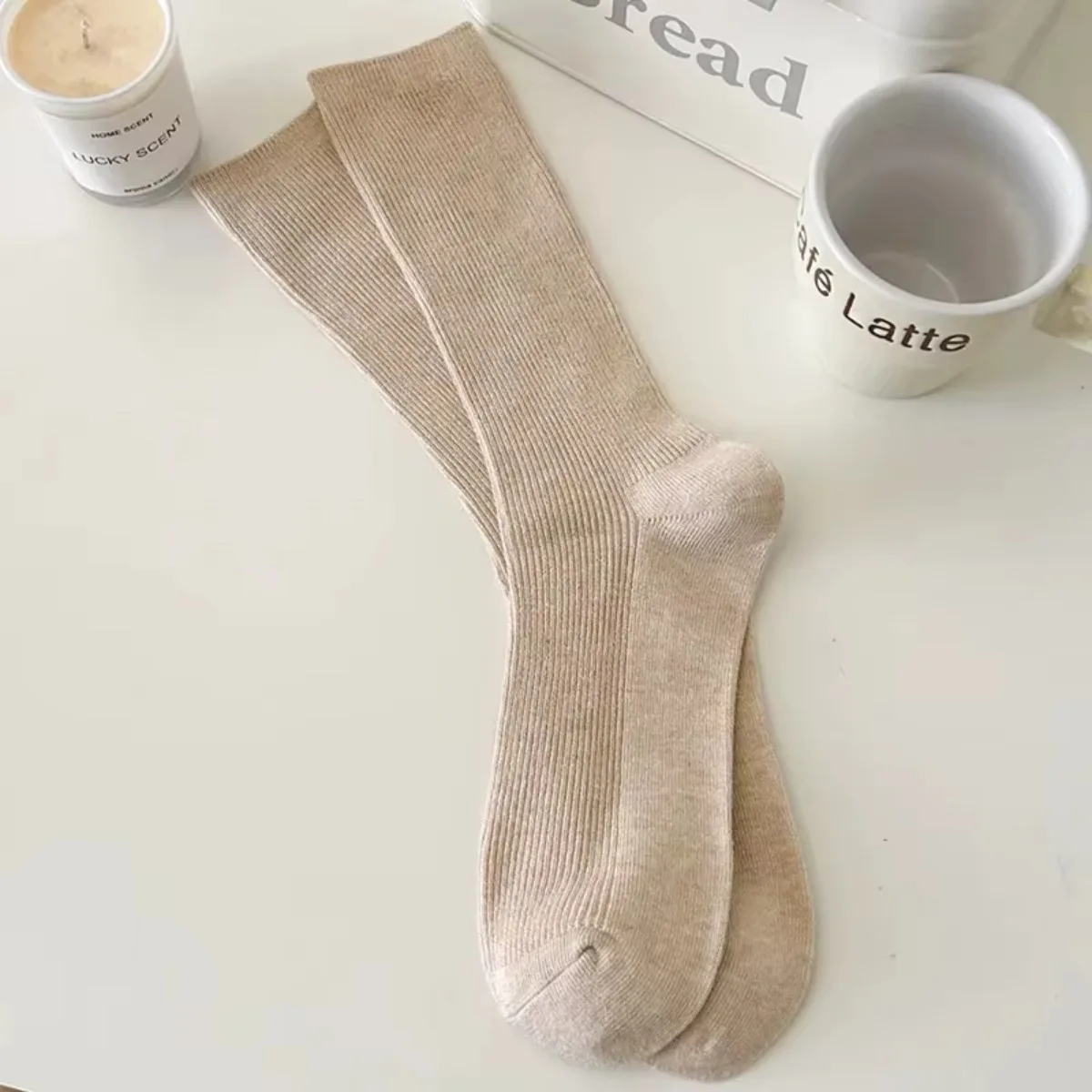 

CHAOZHU Women's Ribbed Slouch Socks – Autumn/Winter Red & Brown Collection | Soft Cotton Loose Fit Daily Wear