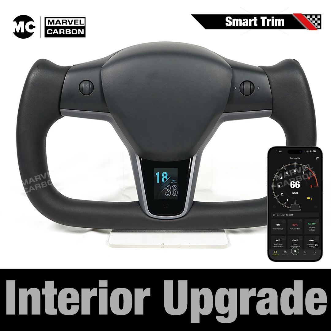 

MC LED Smart Steering Wheel Trim Cover for Tesla Model 3 Model Y Smart M1 Trim LCD Display APP Easy Control